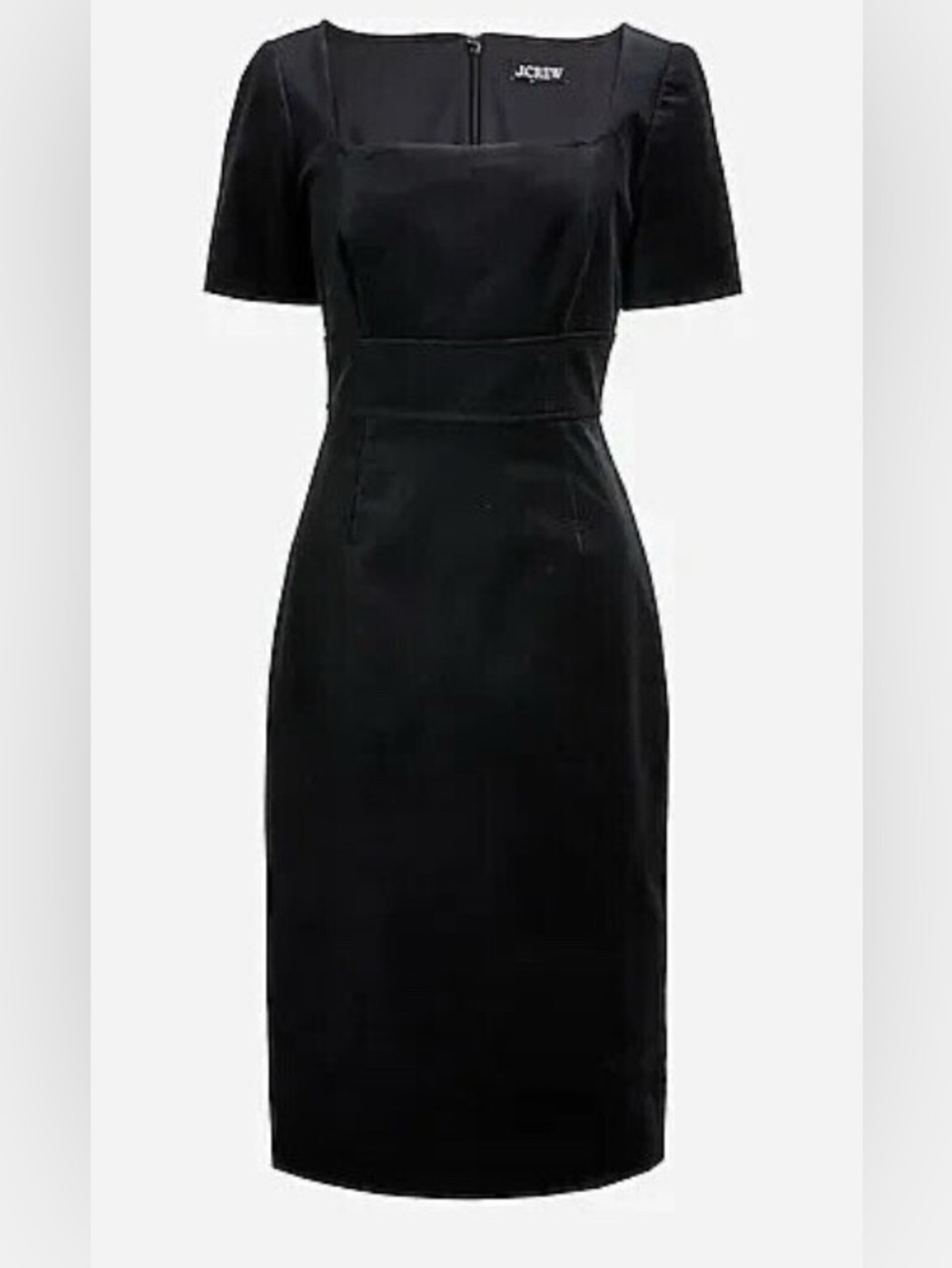 NWT J. Crew Squareneck Sheath Dress in Black Stretch Velvet